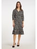Usha Damen Midikleid Mit Floralem Print in Schwarz Mehrfarbig