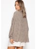 SASSYCLASSY Musselin Bluse mit Lochstickerei in Taupe