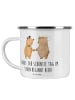 Mr. & Mrs. Panda Camping Emaille Tasse Braut Tag mit Spruch in Weiß