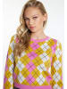 myMo ROCKS Damen Strickpullover in Pink Gelb Mehrfarbig