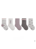 MUNADUNA 5er-Pack Kinder­socken mit grauviolettem Schleifen-Motiv