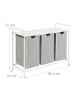 relaxdays Wäschesammler in Weiß/ Grau - (B)92,5 x (H)72 x (T)33 cm