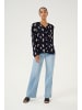 Kaffe Langarm-Bluse KAellen Regular fit in Midnight/Pink Flower Print