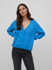 Vila Kuschelige Strickjacke Langarm V-Neck Cardigan VIJAMINA in Blau