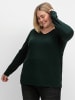 sheego V-Ausschnitt-Pullover in tiefgrün