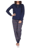 NORMANN Langarm Schlafanzug Pyjama Bündchen Ethnolook in marine