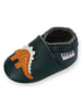 Mejale Dunkelgrüne Baby-Leder-Wanderschuhe, rutschfeste Sohlen - Triceratops-Muster