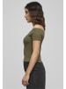 Urban Classics Urban Classics Damen Ladies Off Shoulder Rib Tee in olive