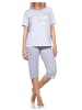 NORMANN Kurzarm Schlafanzug Pyjama Bündchen Streifen - 85059 in grau