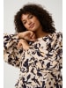 KAFFE curve Langarm-Bluse KCpaca Regular fit in Beige/Black/Peach Blurry Leaf
