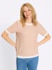 Sieh an! Kurzarm-Pullover in beige-ecru-gemustert