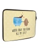 Mr. & Mrs. Panda Laptop Tasche Kaffee Bohne mit Spruch in Gelb Pastell