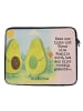Mr. & Mrs. Panda Laptop Tasche Avocado Pärchen Design mit Spruch in Weiß