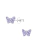 Alexander York Ohrringe, Ohrstecker SCHMETTERLING lila in 925 Sterling Silber, 2-tlg.