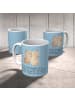 Mr. & Mrs. Panda Kaffeebecher Bären Schwestern mit Spruch in Blau Pastell