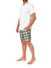 NORMANN Schlafanzug kurzarm Shorty mit karierter Jersey Hose in grau-mel.