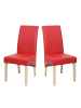 MCW 2er-Set Esszimmerstuhl Cesena, Kunstleder matt, rot, helle Füße