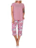 NORMANN Kurzarm Schlafanzug Capri Pyjama Streifen 125 204 836 in rot