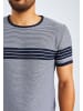 Leif Nelson Herren T-Shirt Feinstrick Rundhals LN-7645 in blau-ecru