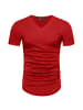 Amaci&Sons Basic Oversize T-Shirt mit V-Ausschnitt BELLEVUE in Rot
