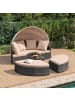 COSTWAY Sonneninsel mit Dach & Tisch Sonnenliege für 2 Personen in Beige