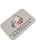 Mr. & Mrs. Panda Badematte Pinguin mit Kind mit Spruch in Grau Pastell