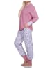 NORMANN Schlafanzug Langarm Bündchen Oberteil gestreift Hose floral - 78644 in rot
