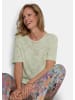 GOLDNER Kurzgröße:  Ausbrenner-Shirt Viskoseshirt mit floralem Motiv in salbei