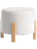 Beliani Pouf TERRY in Weiß/Braun - (W) 53 x (H) 43 x (L) 53 cm