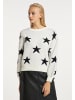 myMo ROCKS Damen Strickpullover in Wollweiss Schwarz