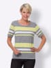 Sieh an! Kurzarm-Shirt in grau-meliert-zitrone-gestreift