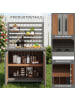 ABRIHOME Gartenschrank in Braun Holz mit Edelstahl Arbeitsplatte verstellbaren Regalen