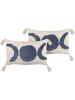 Beliani 2er-Set Dekokissen LUPINUS in Beige/Blau