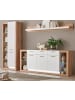 Furn.Design Wohnwand weiß matt, Evoke Eiche, Wohnkombination Set 3-teilig 298 cm