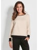 GOLDNER Sweatshirt Luxuriöses Langarm Viskose-Oberteil in beige / schwarz