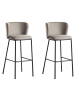 Beliani 2-tlg Barhocker MINA in Beige/Schwarz