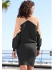 LASCANA Strickkleid in sand-schwarz