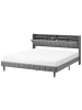 Beliani 3-tlg Doppelbett mit LED BEAULIEU in Grau/Schwarz