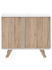 Beliani Sideboard MILO in Weiß/Braun - (W) 90 x (H) 76 x (L) 40 cm