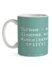 Mr. & Mrs. Panda Tasse mit Motiv Spruch Turnen Eleganz mit Spruch in Meeresbrise