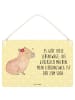 Mr. & Mrs. Panda Schild Capybara Blume mit Spruch in Gelb Pastell