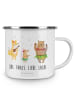 Mr. & Mrs. Panda Camping Emaille Tasse Waldtiere Aloha mit Spruch in Weiß