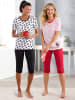 WITT WEIDEN Capri-Schlafanzüge in weiß-schwarz-bedruckt + weiß-rot-bedruckt