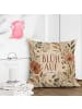 Mr. & Mrs. Panda Couchkissen Wildblumen Boho Design mit Spruch in Weiß