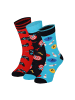 Yuhu Herren Socken Gaming Design 3er Pack Motivsocken Einheitsgröße in Rot