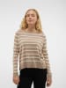 Vero Moda Weicher Feinstrick Pullover Rundhals Sweater Streifen VMNOVA in Braun