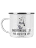 Mr. & Mrs. Panda Camping Emaille Tasse Klarinette Liebe  mit Spruch in Weiß