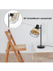 ZMH Tischleuchte in schwarz 1-flammige E27 Rattan drehbare Lampenschirm H 38cm