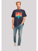 F4NT4STIC Heavy Oversize T-Shirt Berg Sonnenuntergang Geometrisch in marineblau