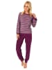 NORMANN Frottee Pyjama langarm Schlafanzug Bündchen Streifen - 50156 in rot